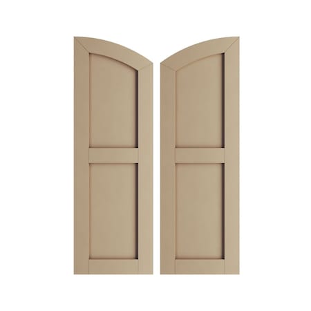 Timberthane Smooth 2 Equal Flat Panel W/Elliptical Top Faux Wood Shutters, 18Wx44H (38 Low Side)